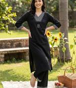 women embroidered regular thread work kurta with palazzos