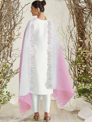women ethnic motifs embroidered regular thread work kurta with trousers & with dupatta 2