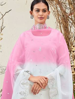 women ethnic motifs embroidered regular thread work kurta with trousers & with dupatta 5