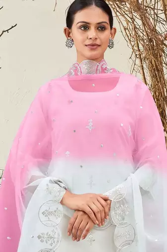 women ethnic motifs embroidered regular thread work kurta with trousers & with dupatta