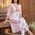 women ethnic motifs printed empire cotton kurta with trousers