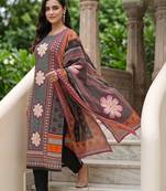 women floral printed regular cotton kurta with trousers & with dupatta