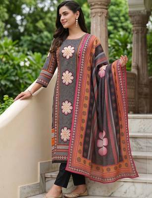 women floral printed regular cotton kurta with trousers & with dupatta 3