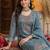 women ethnic motifs embroidered regular thread work kurta with trousers & with dupatta