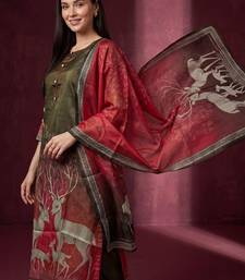 women ethnic motifs printed regular kurta with trousers & with dupatta