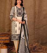 women ethnic motifs printed regular sequinned cotton kurta with trousers & with dupatta