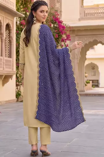 women ethnic motifs embroidered regular thread work kurta with trousers & with dupatta