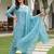 women ethnic motifs embroidered regular thread work cotton kurta with trousers & with dupatta