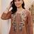 women floral embroidered regular thread work kurta with trousers