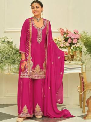 women ethnic motifs embroidered regular thread work kurta with sharara & with dupatta 6