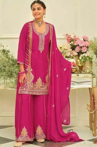 women ethnic motifs embroidered regular thread work kurta with sharara & with dupatta