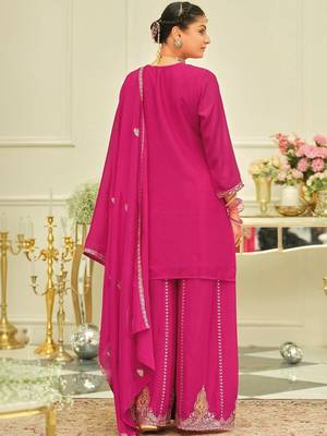 women ethnic motifs embroidered regular thread work kurta with sharara & with dupatta 7