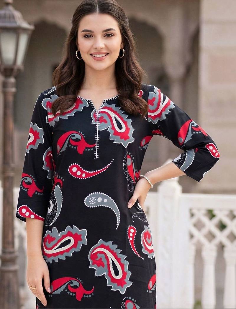 women paisley printed regular cotton kurta with trousers