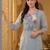 women ethnic motifs embroidered regular thread work kurta with trousers & with dupatta