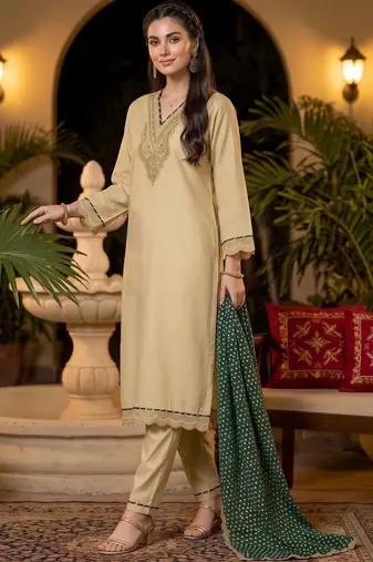 women ethnic motifs embroidered regular thread work kurta with trousers & with dupatta