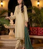 women ethnic motifs embroidered regular thread work kurta with trousers & with dupatta