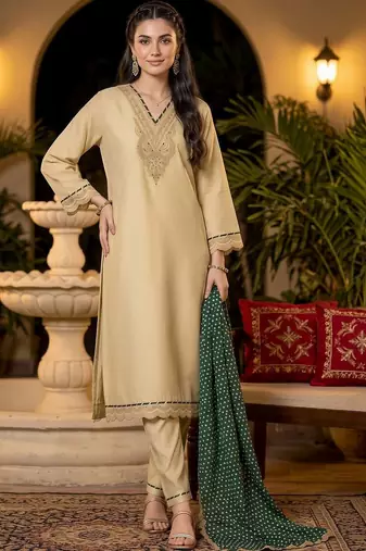 women ethnic motifs embroidered regular thread work kurta with trousers & with dupatta