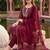women ethnic motifs printed regular thread work kurta with trousers & with dupatta