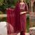 women ethnic motifs printed regular thread work kurta with trousers & with dupatta