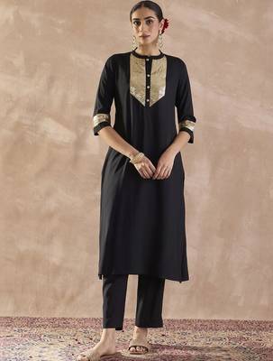 women regular sequinned kurta with trousers 1