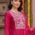 women ethnic motifs embroidered regular thread work liva kurta with trousers & with dupatta