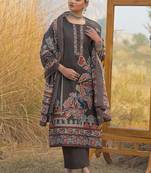 women ethnic motifs printed regular cotton kurta with trousers & with dupatta
