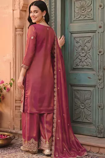 women ethnic motifs embroidered regular thread work kurta with patiala & with dupatta