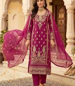 women ethnic motifs embroidered regular kurta with trousers & with dupatta