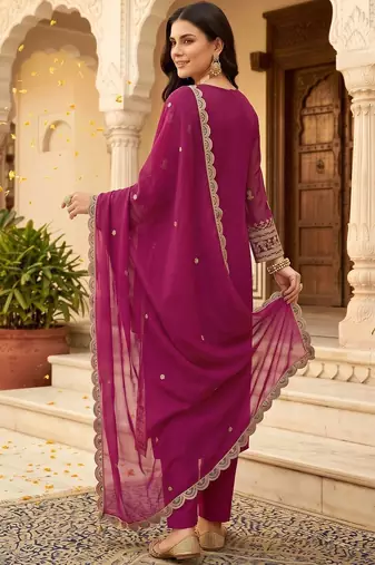 women ethnic motifs embroidered regular kurta with trousers & with dupatta