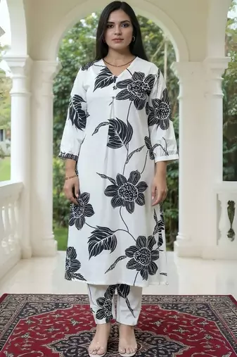 women floral printed regular kurta with trousers