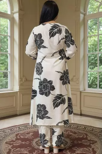 women floral printed regular kurta with trousers
