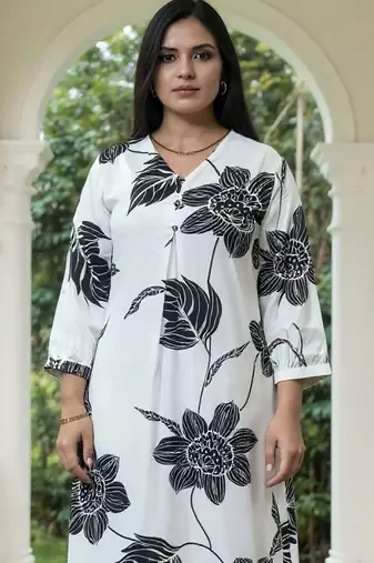women floral printed regular kurta with trousers