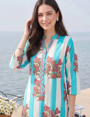 women floral printed regular cotton kurta with palazzos 2