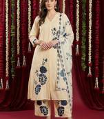 women floral printed regular kurta with palazzos & with dupatta