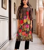women floral printed regular cotton kurta with trousers