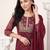 women ethnic motifs printed regular thread work kurta with trousers & with dupatta