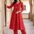 women ethnic motifs printed empire cotton kurta with trousers