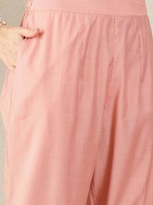 women ethnic motifs embroidered regular thread work kurta with trousers 5