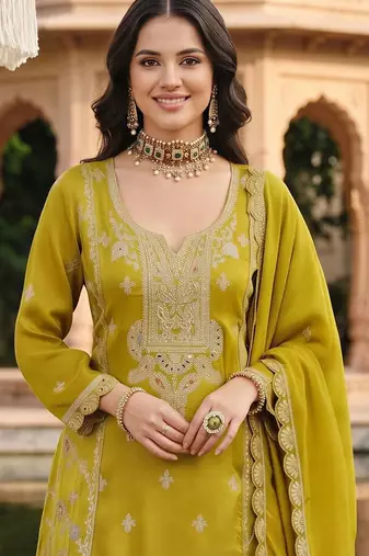 women ethnic motifs embroidered regular thread work kurta with sharara & with dupatta