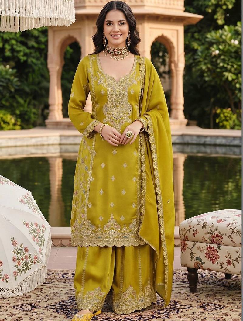 women ethnic motifs embroidered regular thread work kurta with sharara & with dupatta