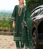 women ethnic motifs embroidered regular thread work kurta with trousers & with dupatta