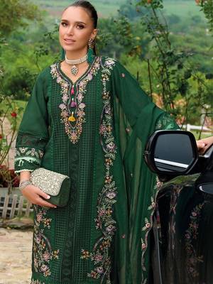 women ethnic motifs embroidered regular thread work kurta with trousers & with dupatta 2
