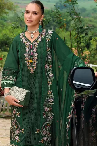 women ethnic motifs embroidered regular thread work kurta with trousers & with dupatta