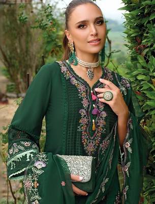 women ethnic motifs embroidered regular thread work kurta with trousers & with dupatta 5