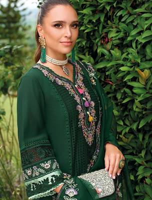 women ethnic motifs embroidered regular thread work kurta with trousers & with dupatta 6