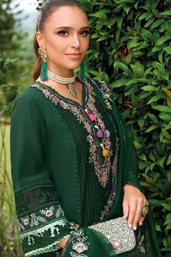 women ethnic motifs embroidered regular thread work kurta with trousers & with dupatta