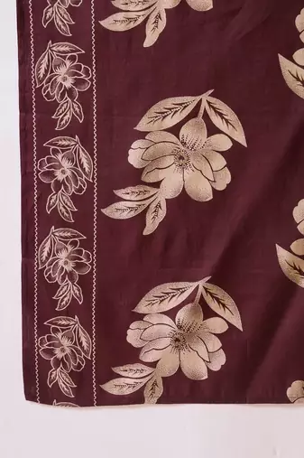 women floral printed regular thread work chanderi silk kurta with trousers & with dupatta