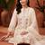 women ethnic motifs embroidered regular thread work cotton kurta with trousers & with dupatta