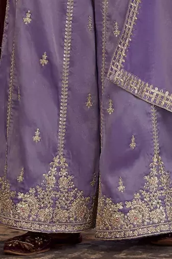 women ethnic motifs embroidered regular kurta with palazzos & with dupatta