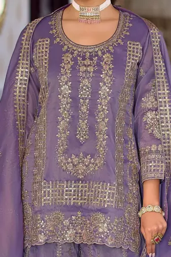women ethnic motifs embroidered regular kurta with palazzos & with dupatta